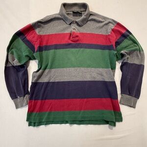 Vintage Club Room 90s Rugby Style Polo Long Sleeve 100% Cotton Grunge